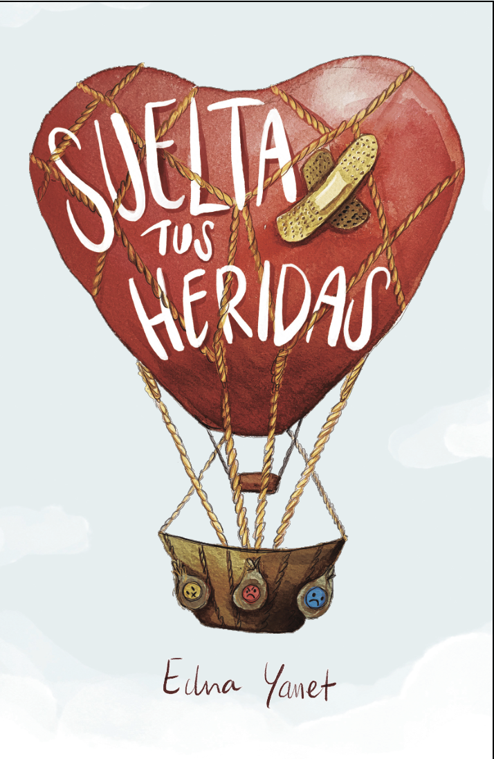 ustrated cover of “Suelta tus heridas,” a poetry book exploring healing and emotional release.