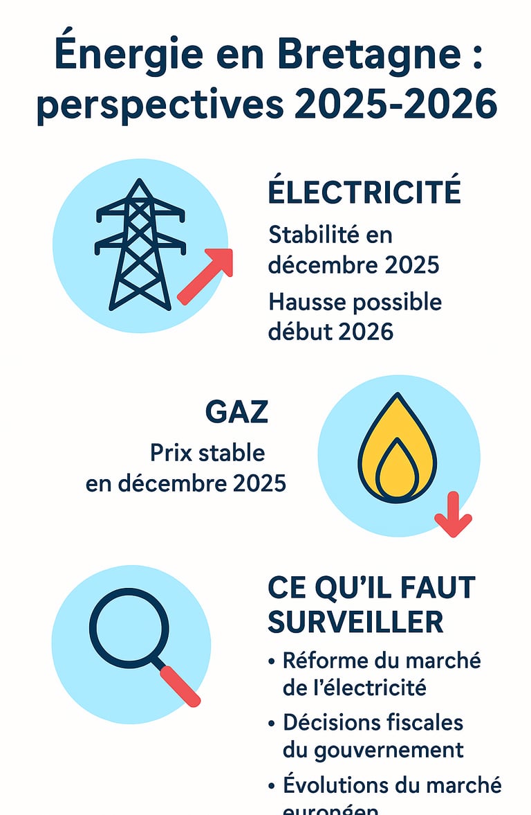 infographie résume prix de électricité et gaz en Bretagne pour 2025 2026