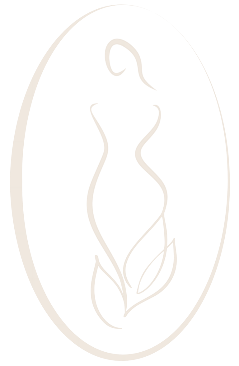 Hervana Women's Wellness Elegant minimalist line art of female silhouette with leaves inside oval