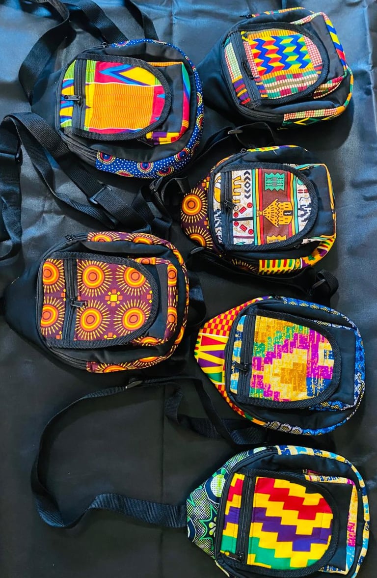a group of colorful bags with a variety of different designs