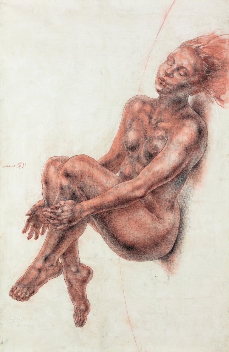 Skaiste Verdingyte, Charcoal pastel, paper, drawing, drawings, Lithuanian artist