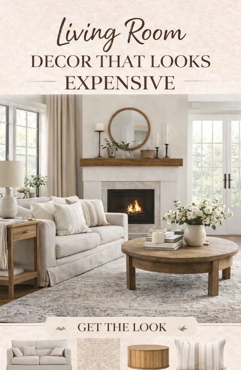 Living room decor that looks expensive with neutral colors and modern farmhouse style