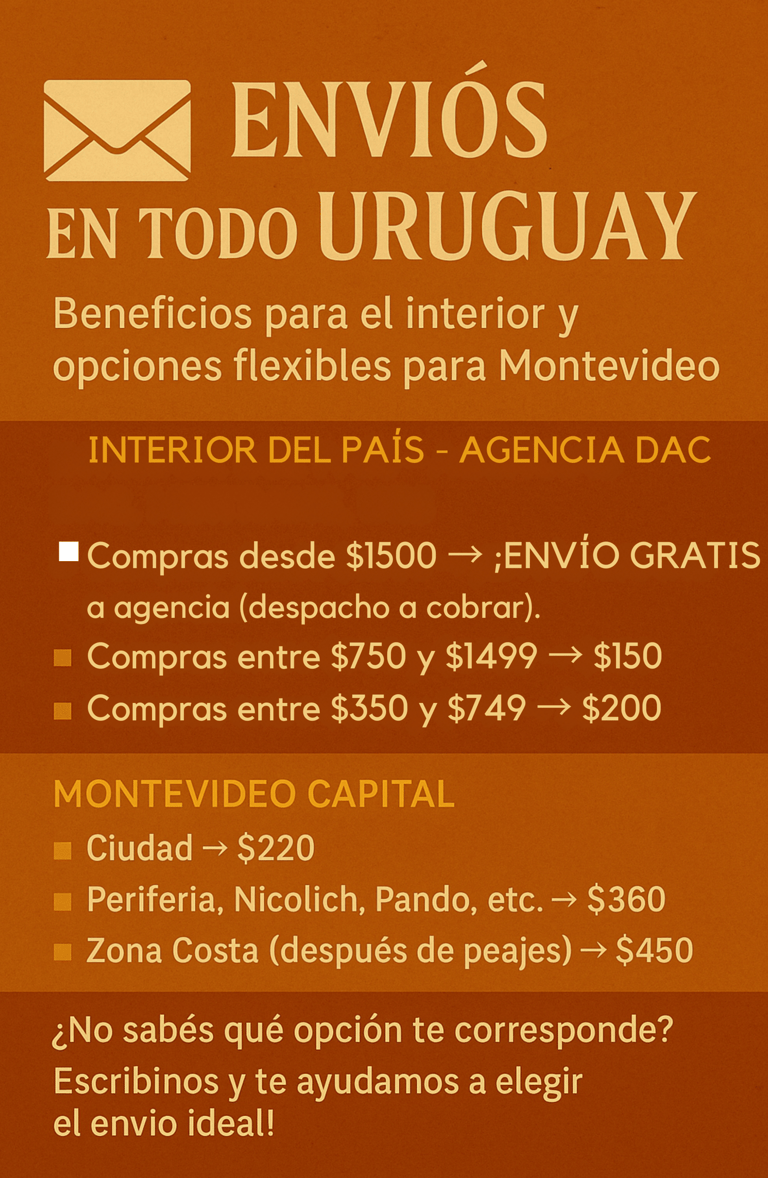 Formas de Envío y costos Yunta Orgánicos