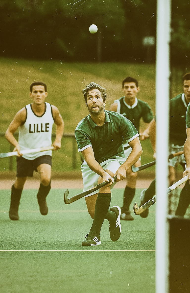 Action de hockey, rencontre universitaire - illustration Gauthier Leleu Journée mondiale.