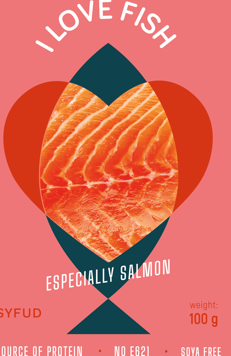 Salmon packaging design, pink color