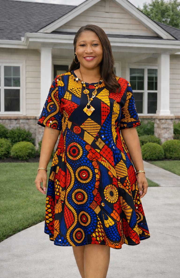 Stylish Knee-Length Ankara Dress for Casual Outings