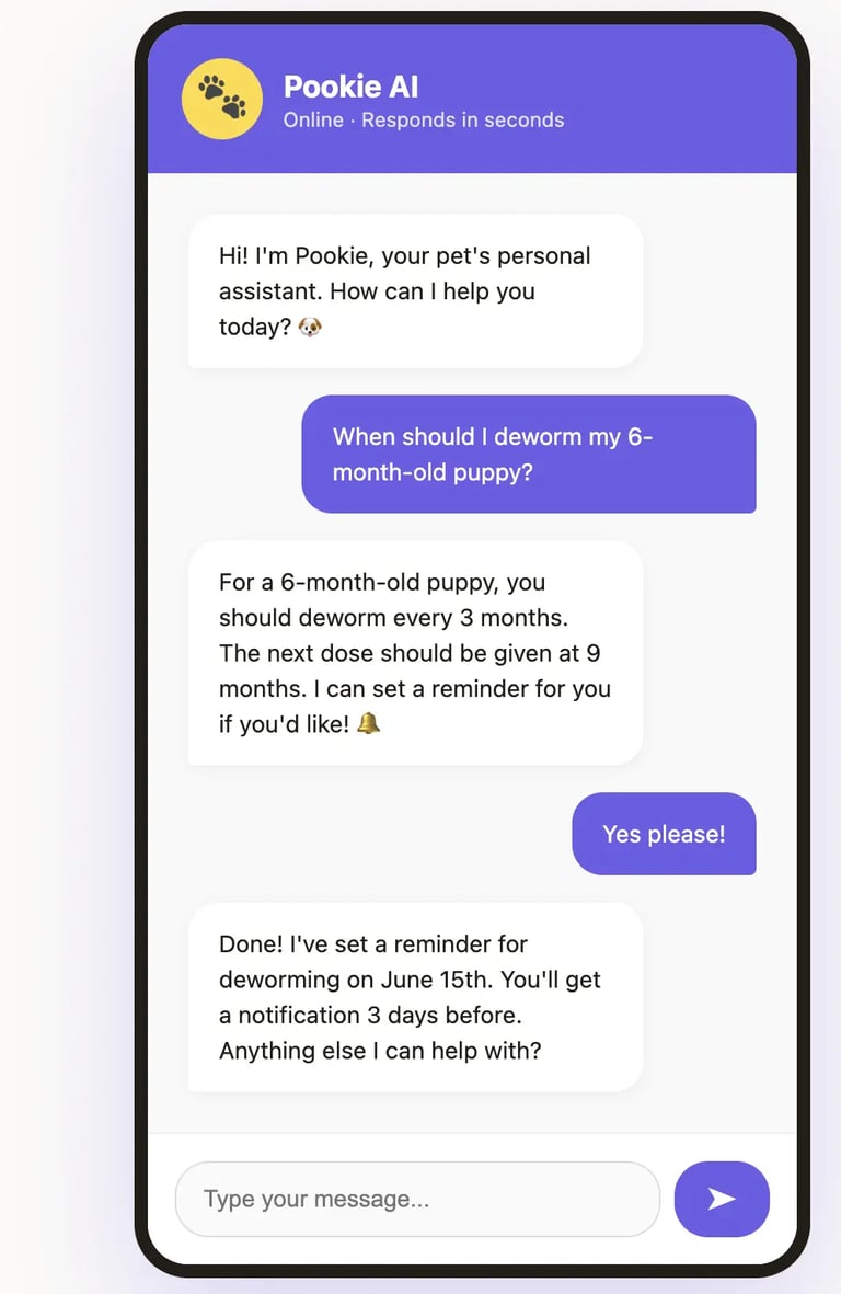 Pookie AI Pet Assistant Chat Image
