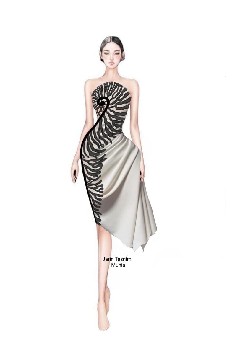 3d coral spiral dress