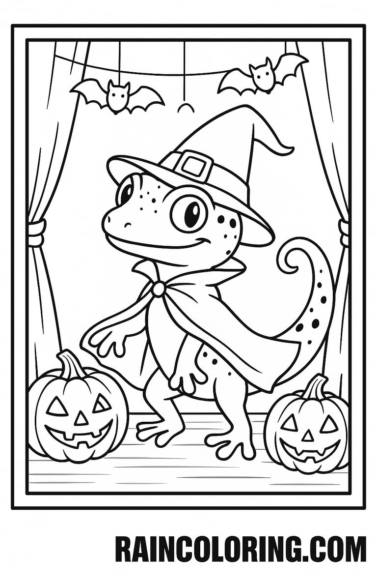 Gecko dressed up for Halloween