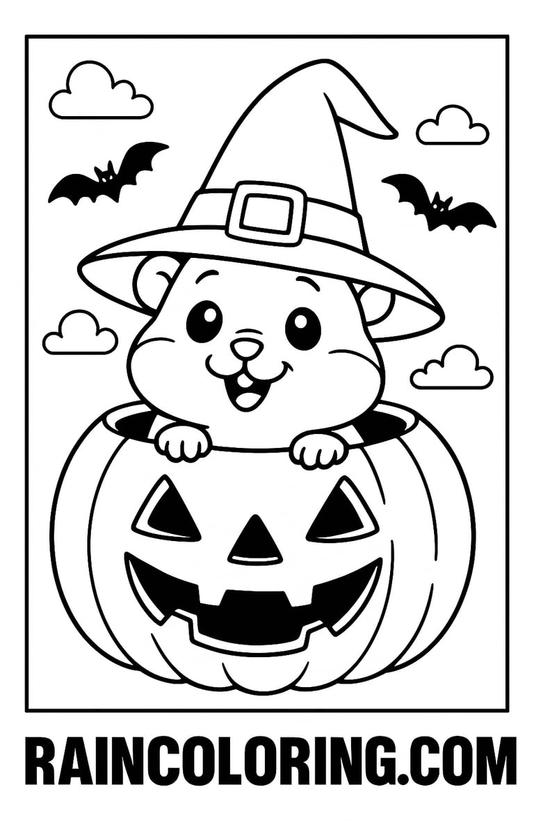 Halloween Hamster in pumpkin