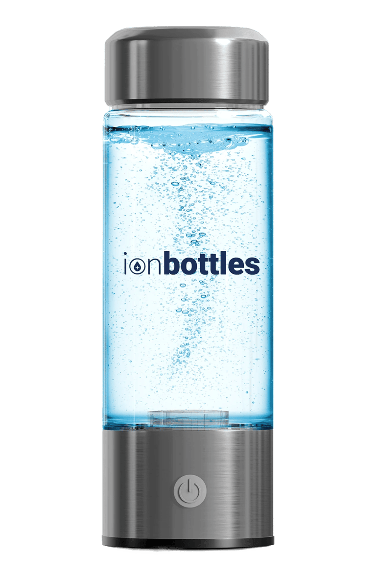 a bottle of water in a glass bottle