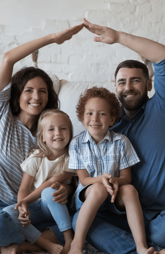 A family with two kids in their new home