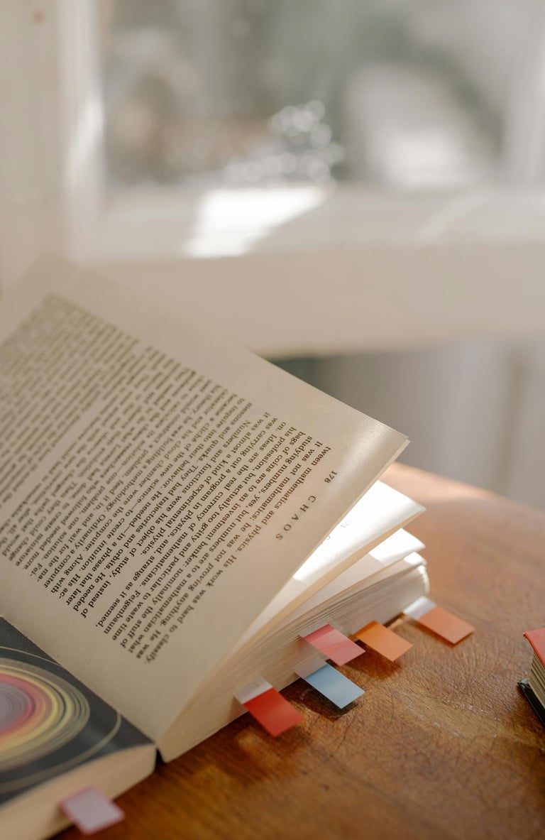 a book opened to show a book with a bookmark
