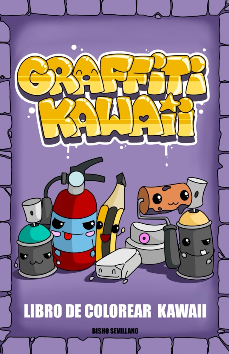 GRAFFITI KAWAII - Libro de colorear Graffitis estilo Kawaii, una mezcla de ambos estilos en uno solo