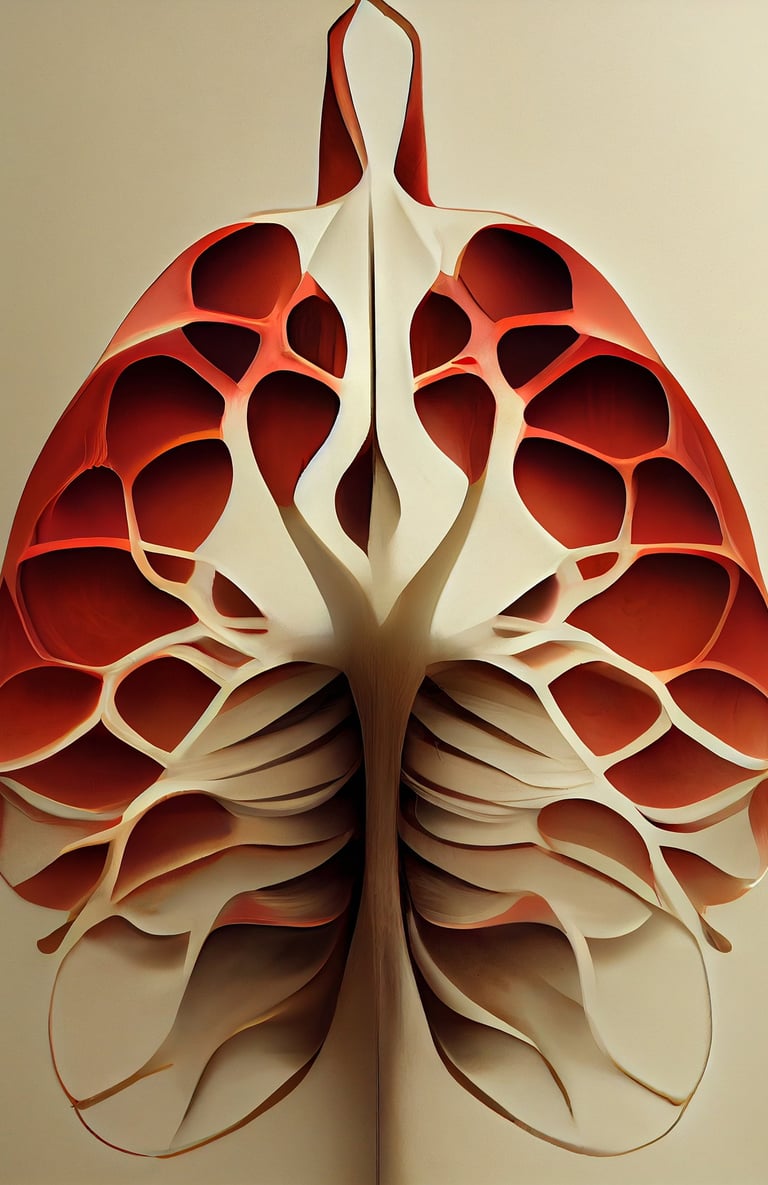 Una representación de unos pulmones hechos en papel.