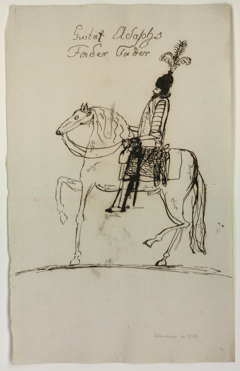 The King of Sweden on a horse