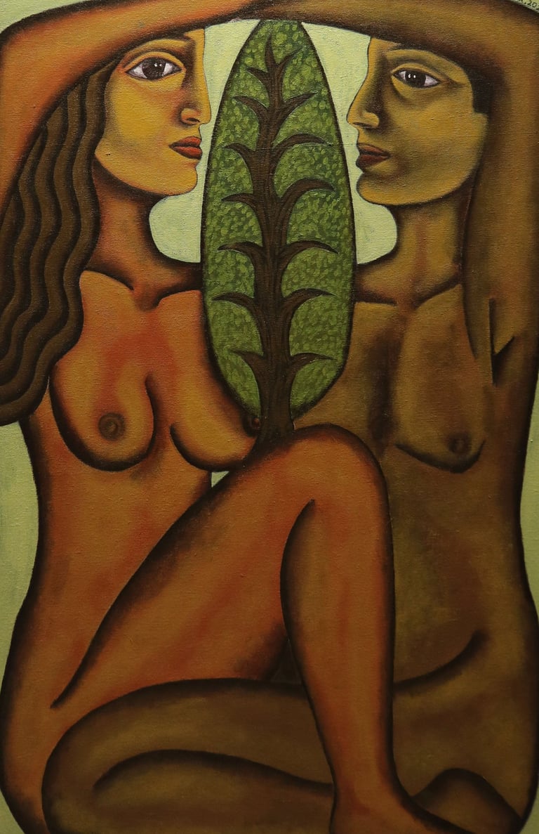 Hesham Nawar, tree of life acrylic on canvas.