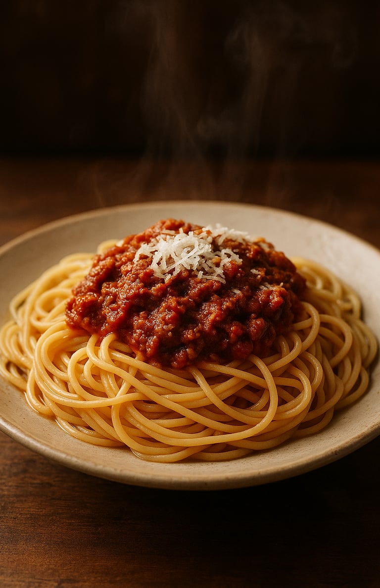 Spaghettis bolognaise pour la journée mondiale des pâtes.