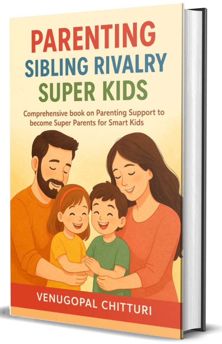 a book cover of a book about parenting, sibling rivalry and super kids