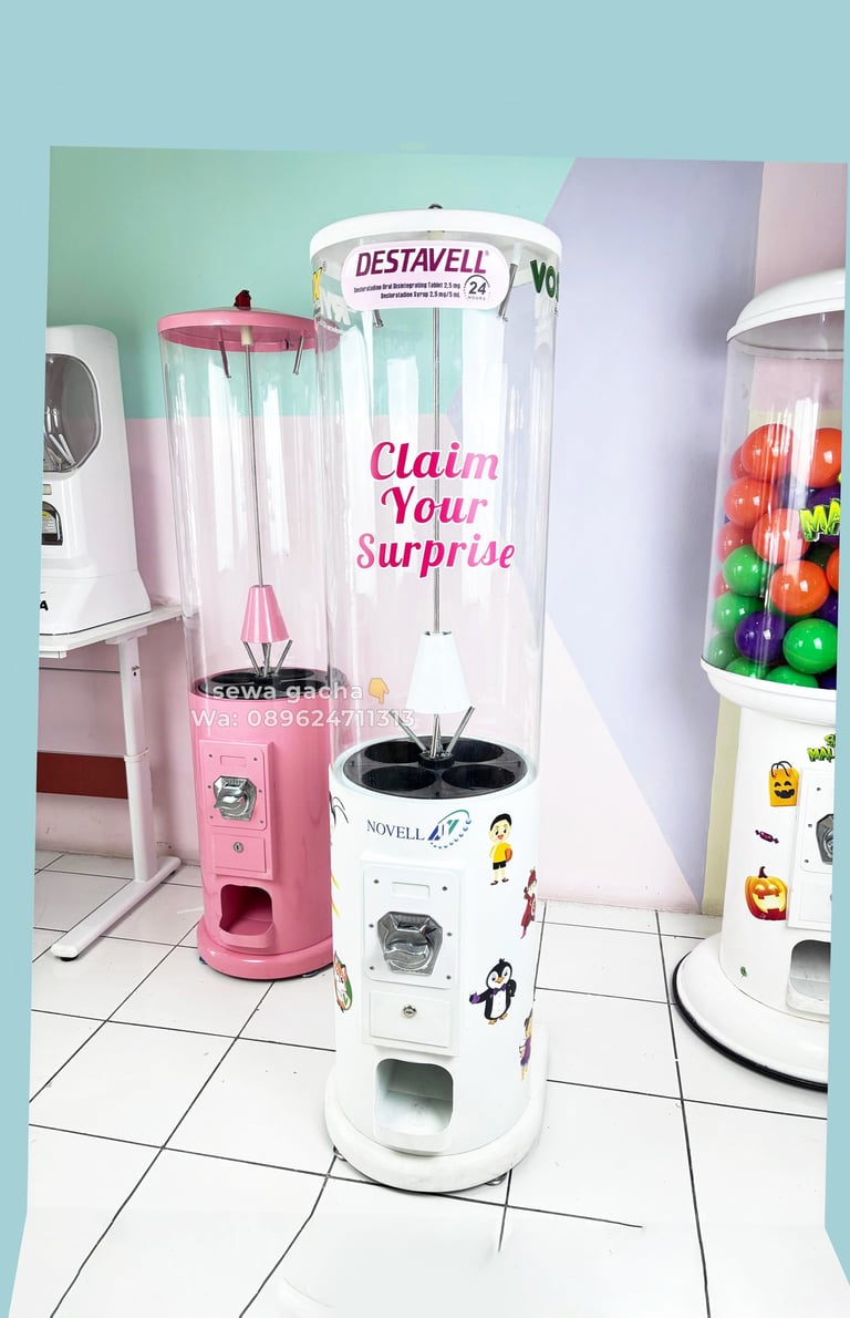 sewa mesin gacha small white putih malang
