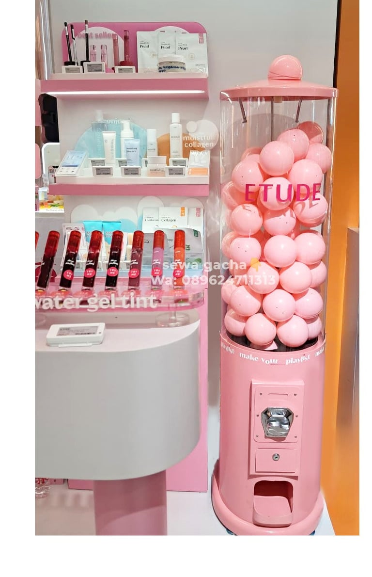 sewa gacha gachapon tabung pink custom