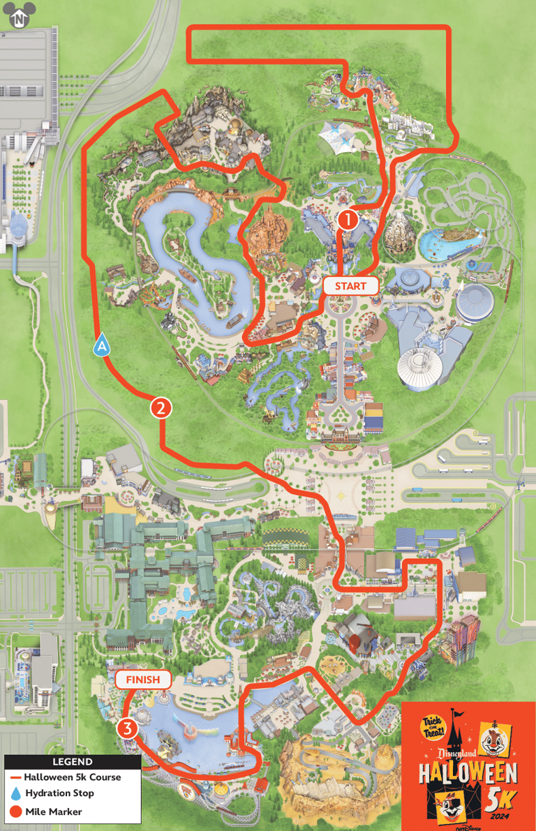 2024 runDisney Disneyland Halloween 5K Course Map
