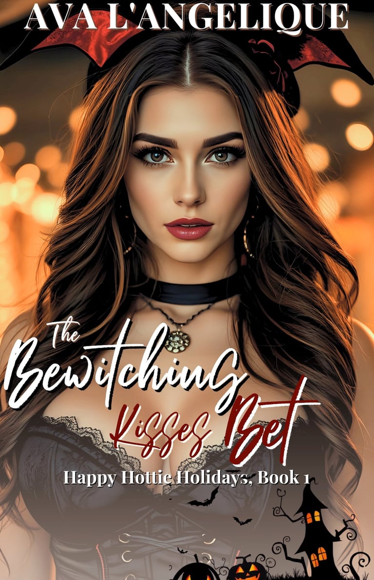 The Bewitching Kisses Bet by Ava L'Angelique— Slow Burn Romance Books Halloween moment.