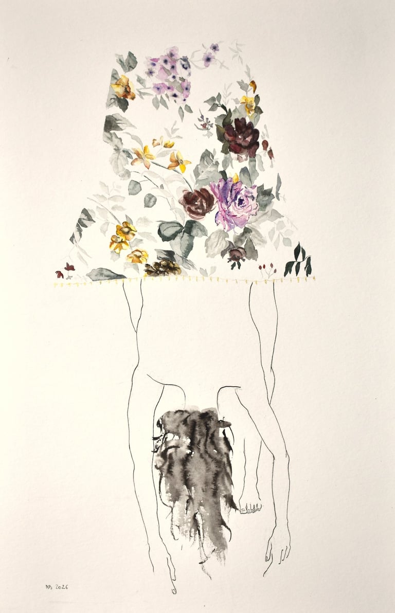 Fernande ink watercolor drawing