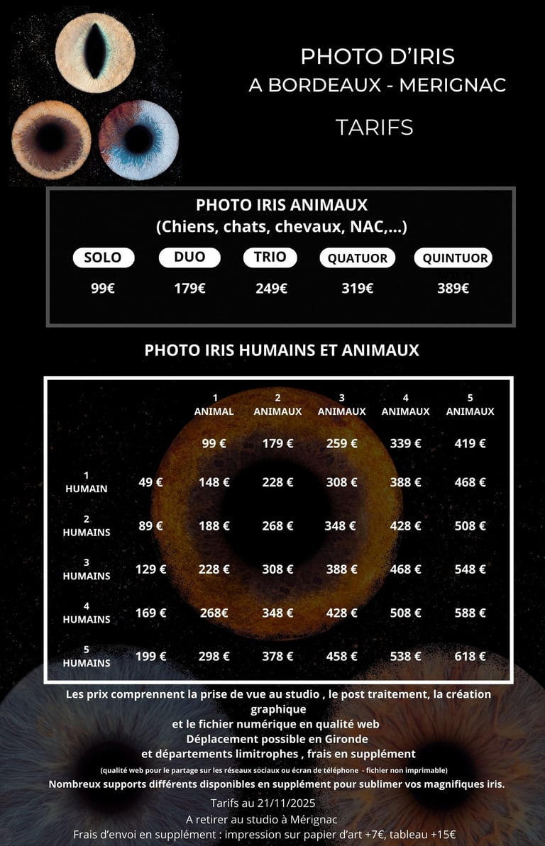 Tarif iris animaux Bordeaux