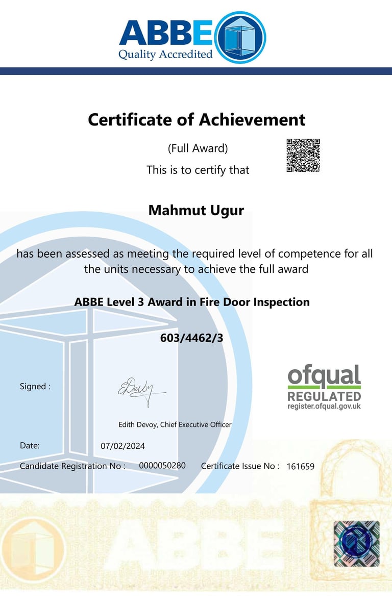 ABBE Level 3 Award in Fire Door Inspection