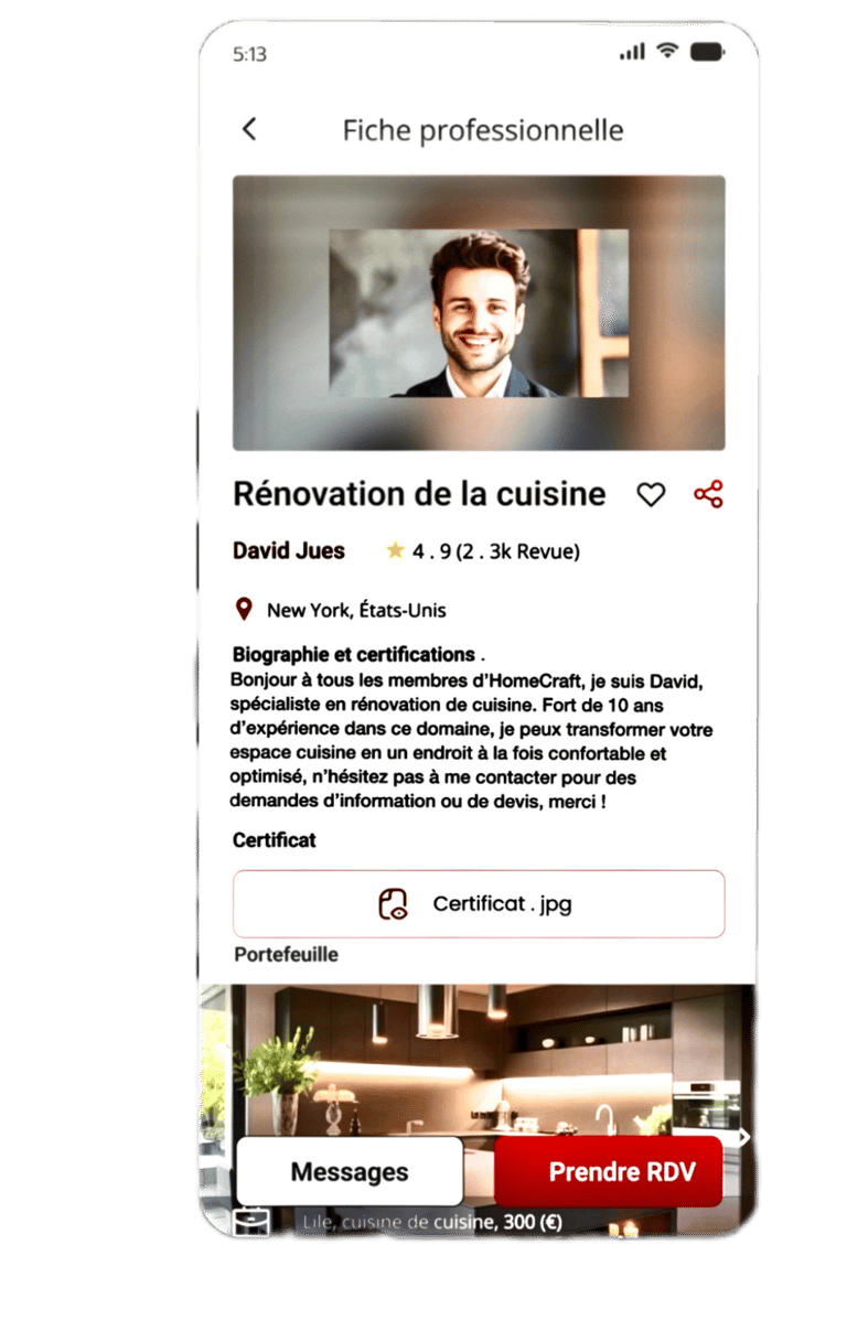 Page profil homecraft