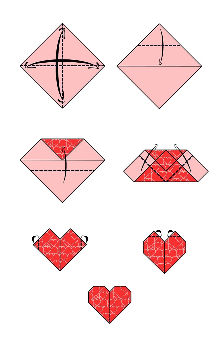  un origami di carta a forma di cuore