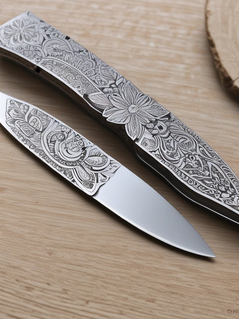 Close-up of a wooden cutting board engraved with a family tree design.