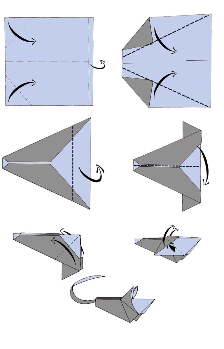 Istruzioni per creare un topolino di origami con la carta
