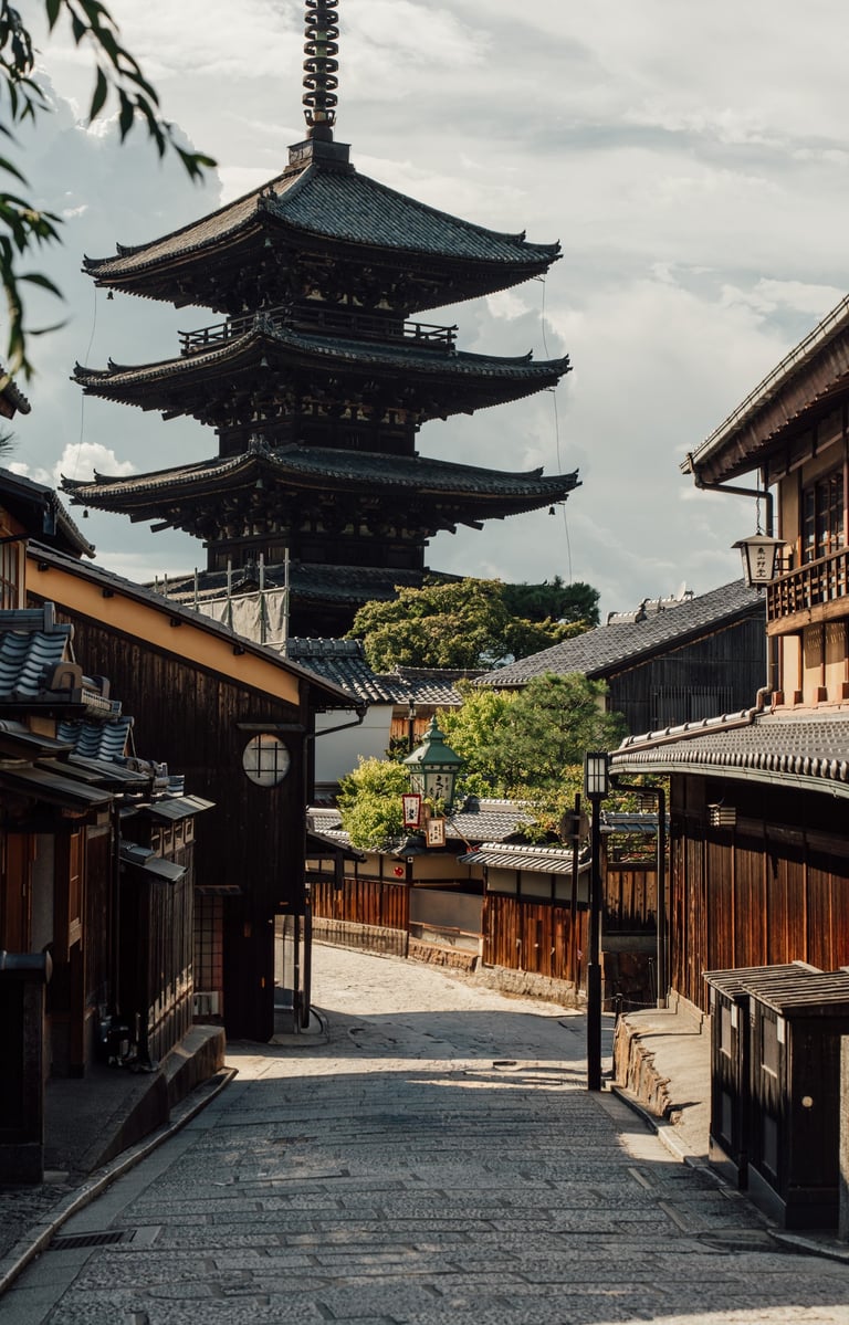 a pagoda in the middle of a city