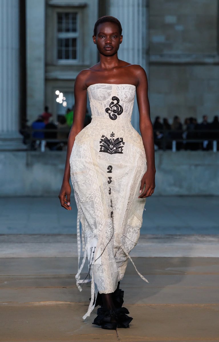 a woman in a white dress with from ERDEM spring summer 2026