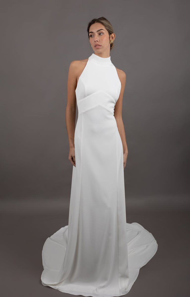 Vestido novia cuello halter