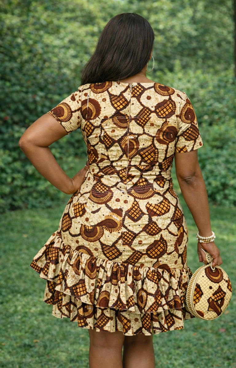 Short Fitted Ankara Dress rear view