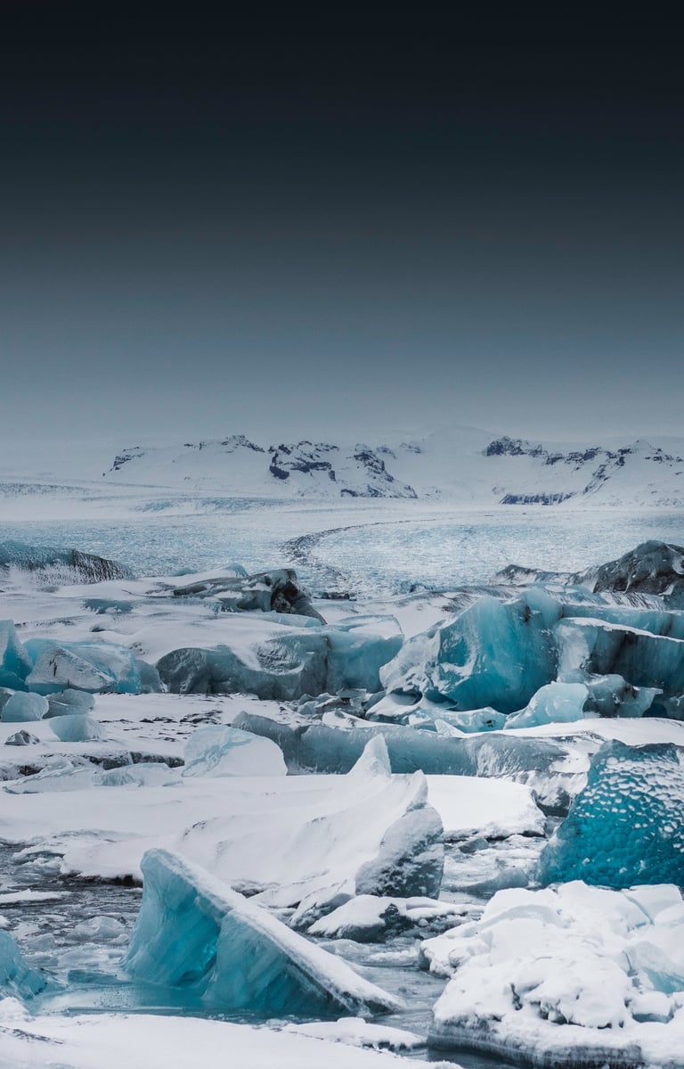 a group of icebergs that are melting