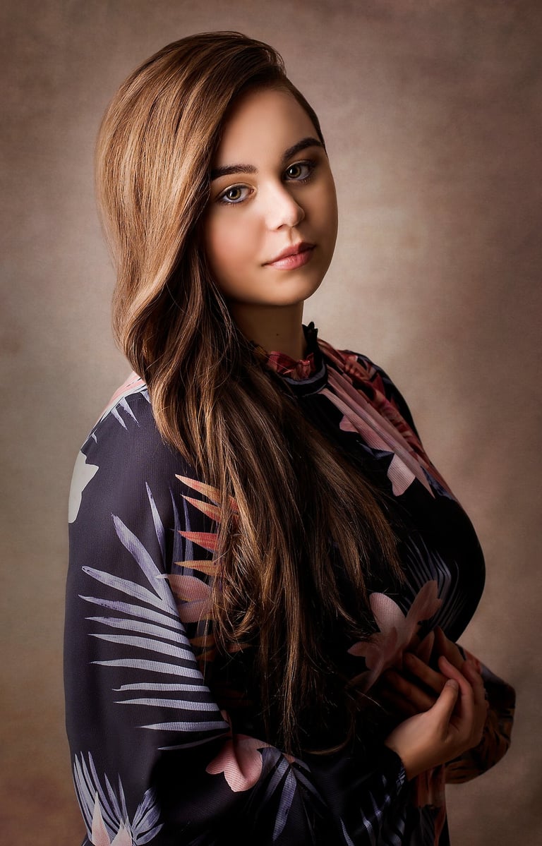 Fine art female portrait photographed in Sydney studio