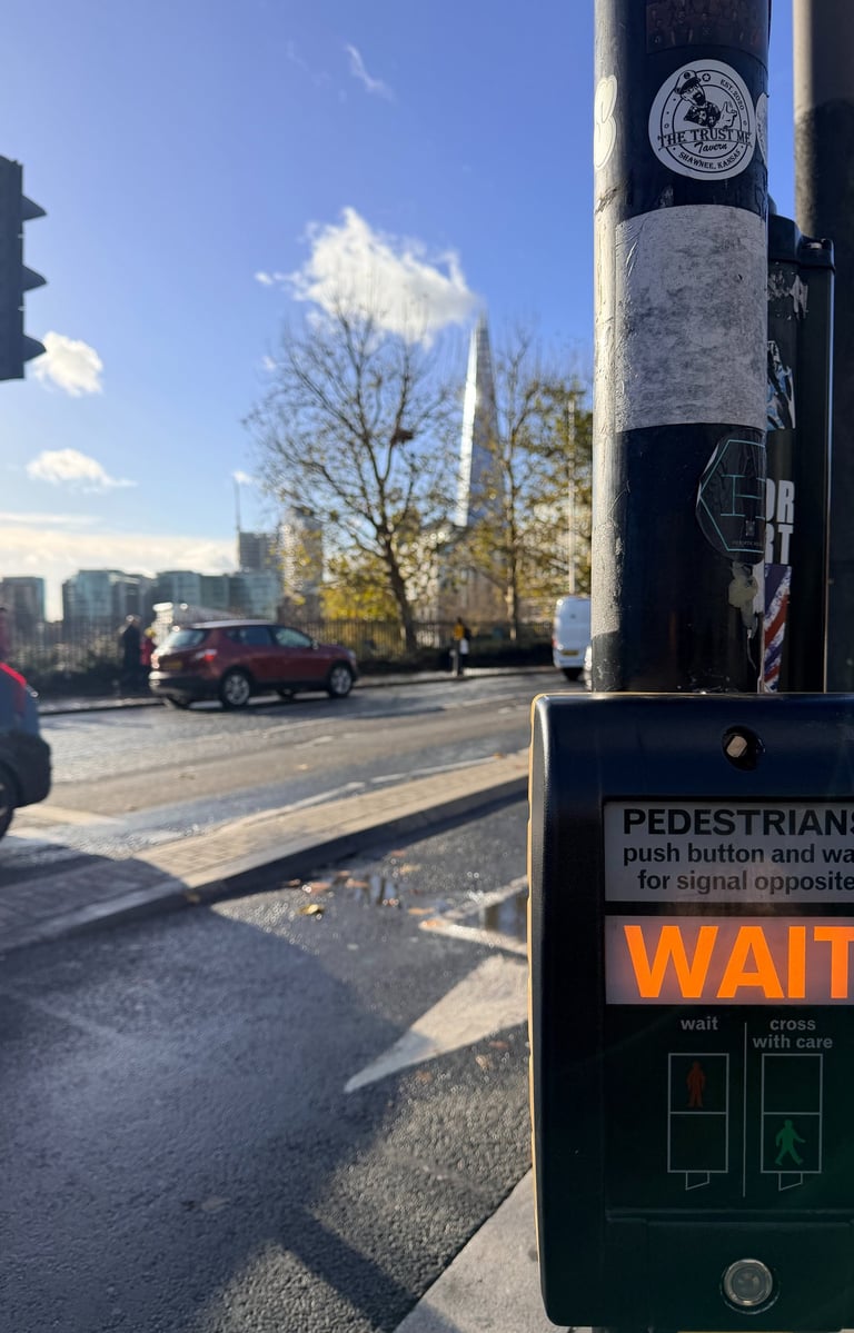 London pedestrian crossing sign