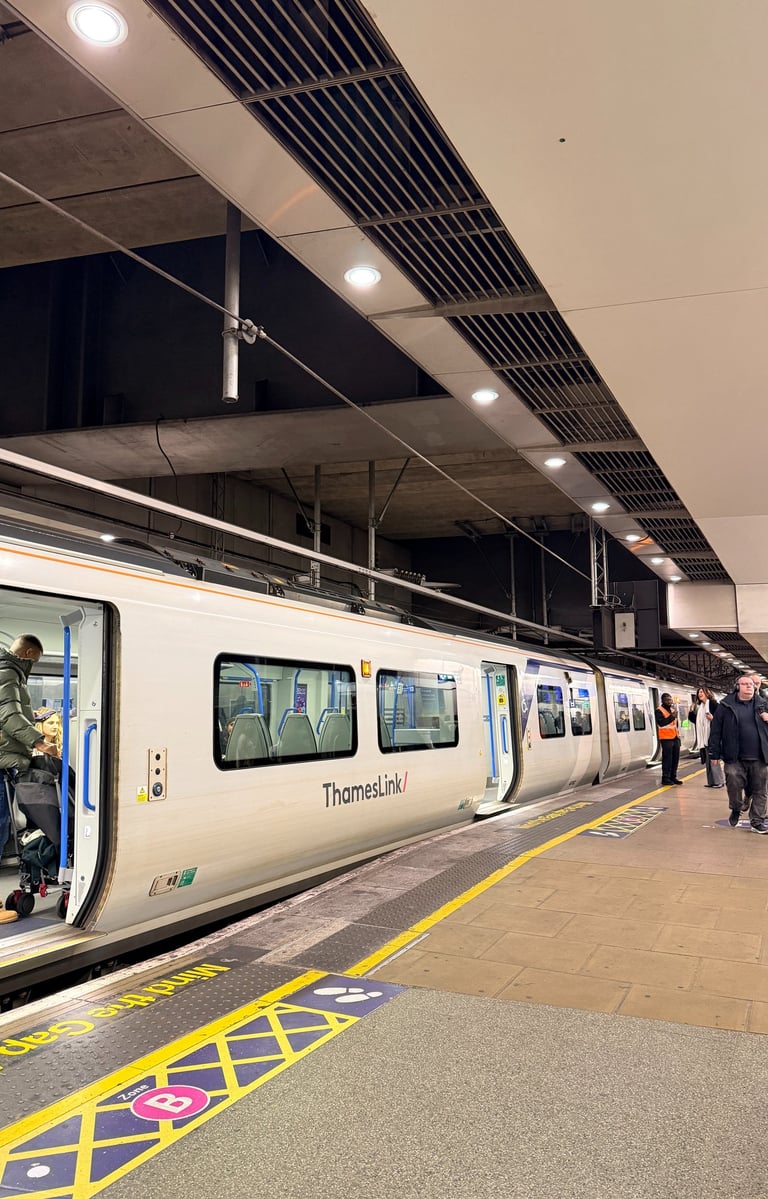 Great Northern (GN) National Rail train to Cambridge from London, UK