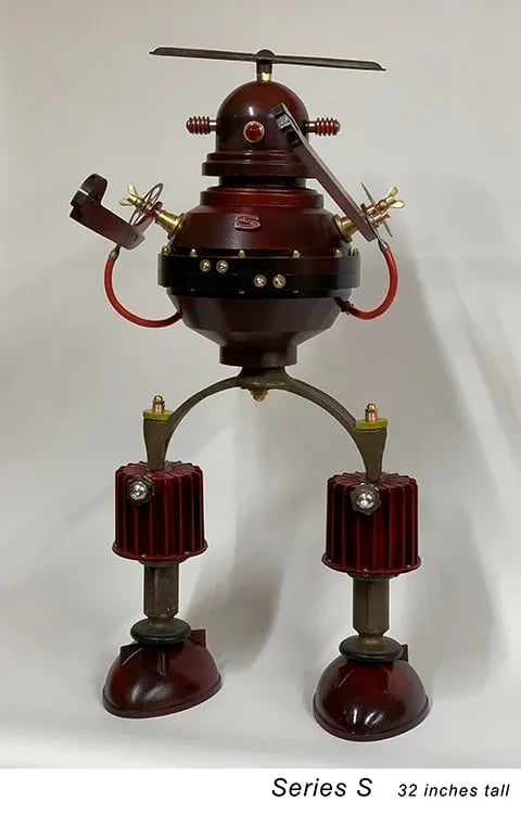Assemblage robot named Series S by Santa Barbara sculptor Tal Avitzur.