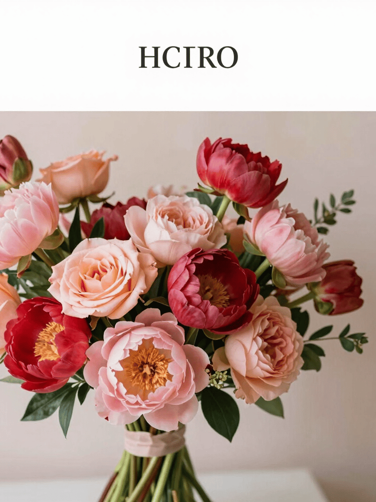 Elegant floral arrangement with soft pastel roses and greenery on a clean white background