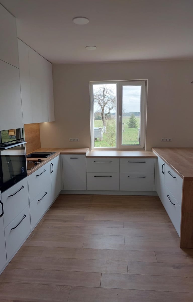 LMDP medžio imitacijos virtuvinis su sala