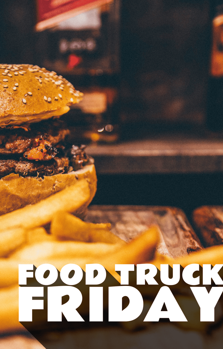 Event flyer design demonstrating bold typography, food photography, and strong visual hierarchy.