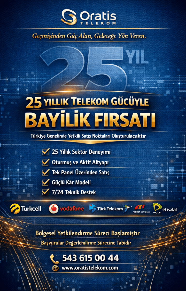 “25 yıllık deneyimle iş ortaklığı ve bayilik fırsatı sunan Oratis Telekom tanıtım görseli.”