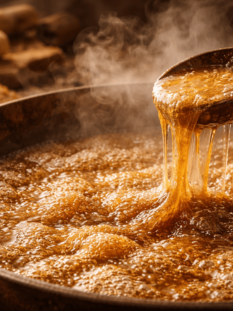Natural brown sugar being traditionally processed from sugarcane in the Chittagong Hill Tracts, Bang