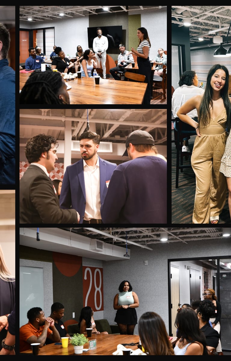 Professionals engaging in discussions at a Bridge City Connections networking event in Pittsburgh.