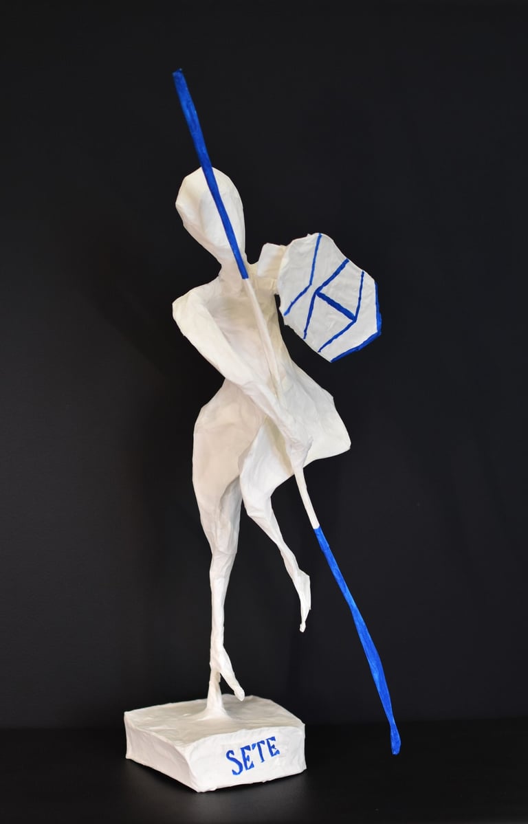 Jouteur sculpture paper Sète France